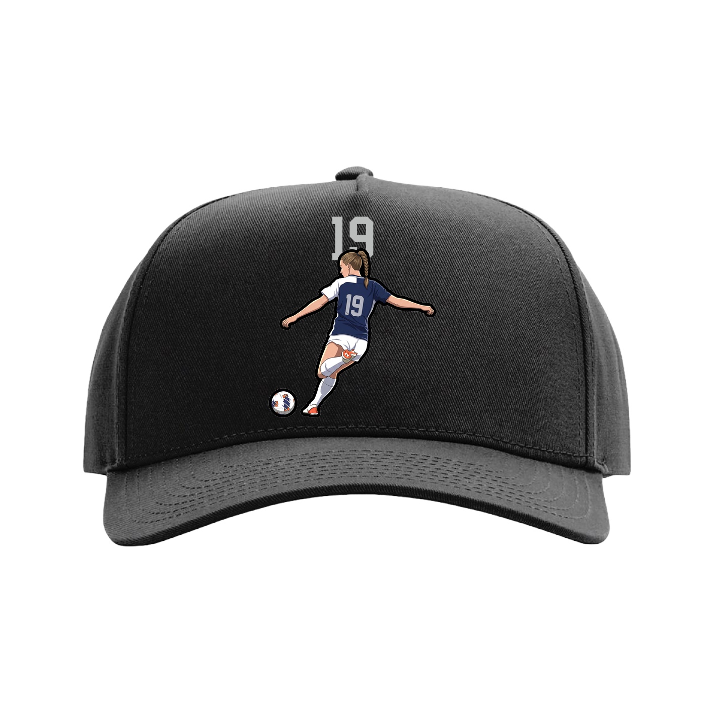 Full Fabric Five-Panel Champ Cap — Number Top in Black