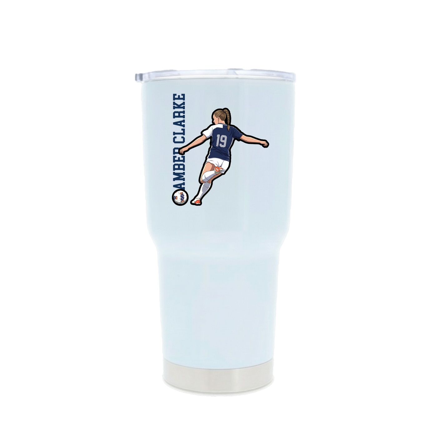 30oz Stainless Steel Tumbler — Name Vertical in White
