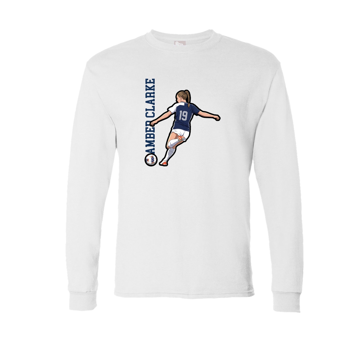 Long Sleeve Tee — Name Vertical in White