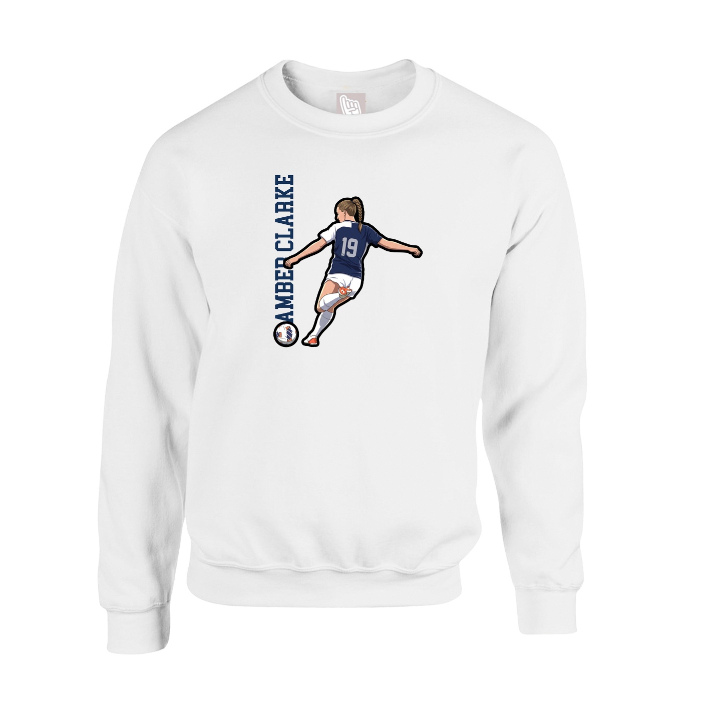 Fleece Crew — Name Vertical in White