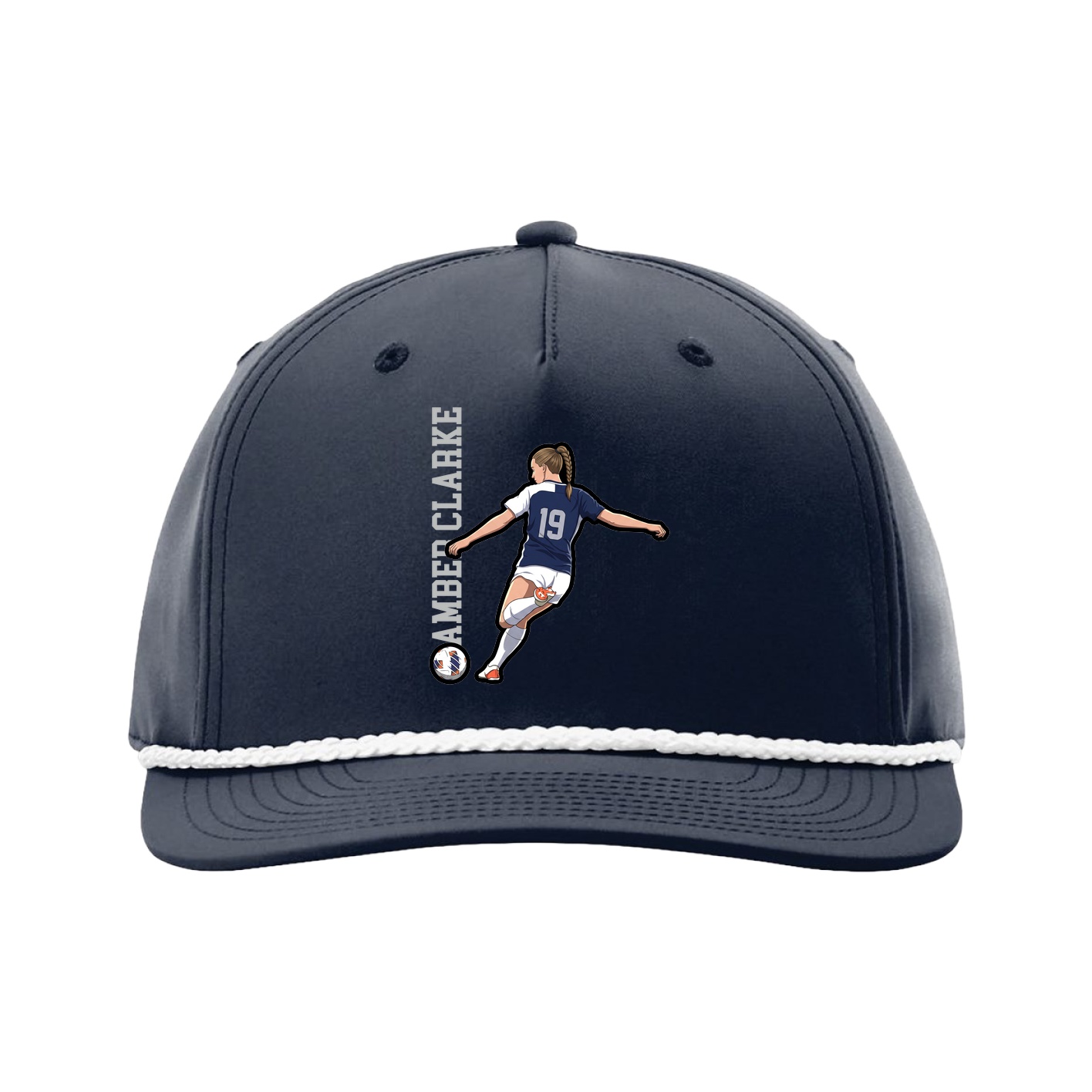 Five-Panel Classic Rope Cap — Name Vertical in Navy