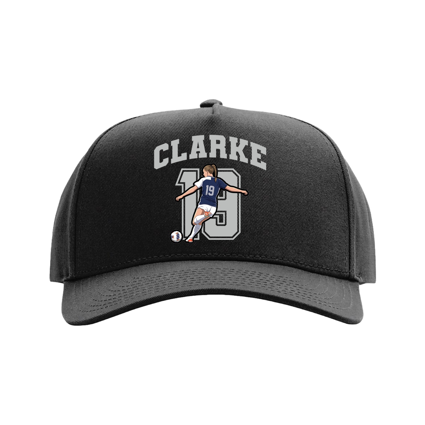Full Fabric Five-Panel Champ Cap — Number in Black