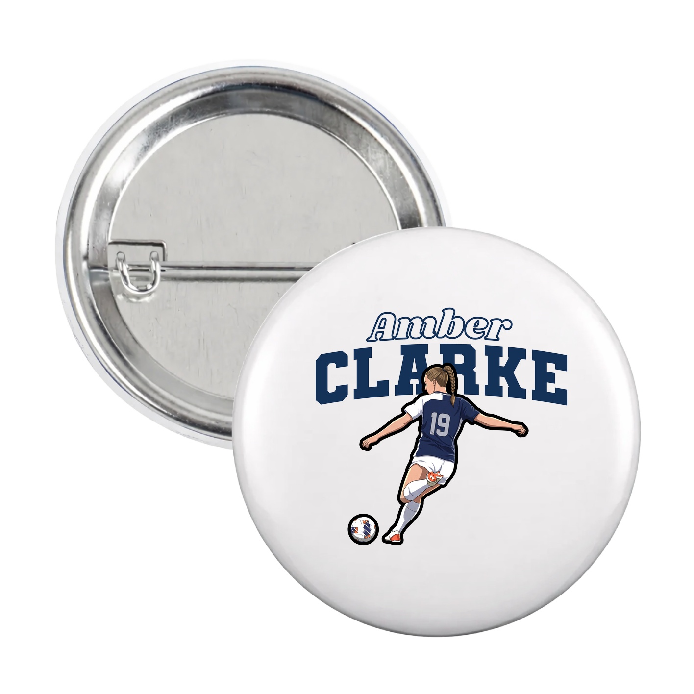 Game Day Button — Name Arch in White