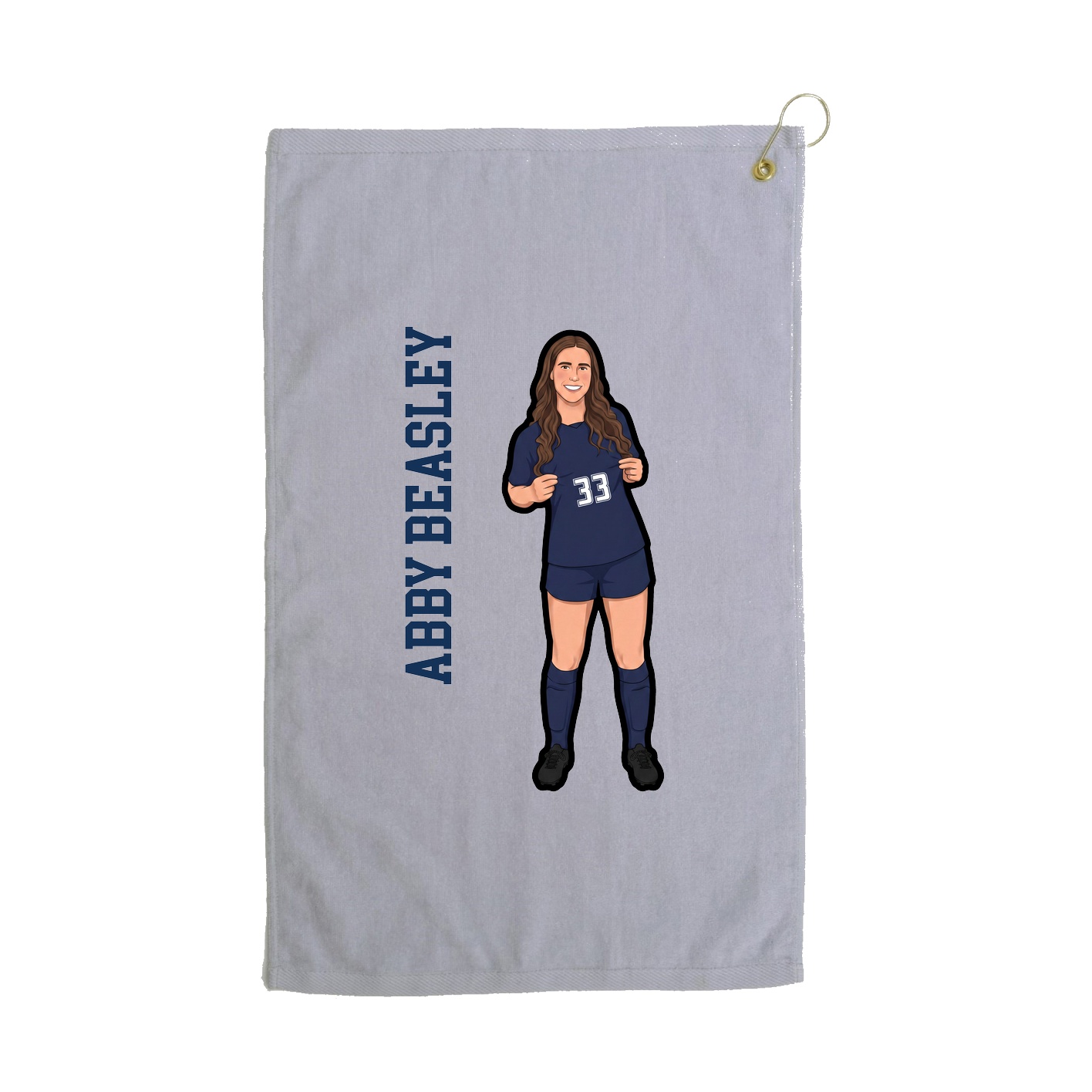 Golf Towel — Name Vertical in Grey