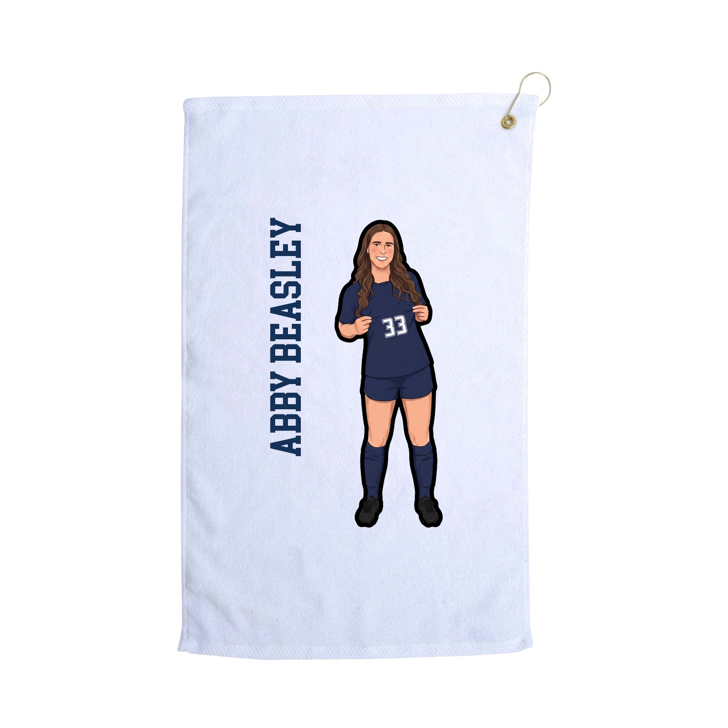 Golf Towel — Name Vertical in White