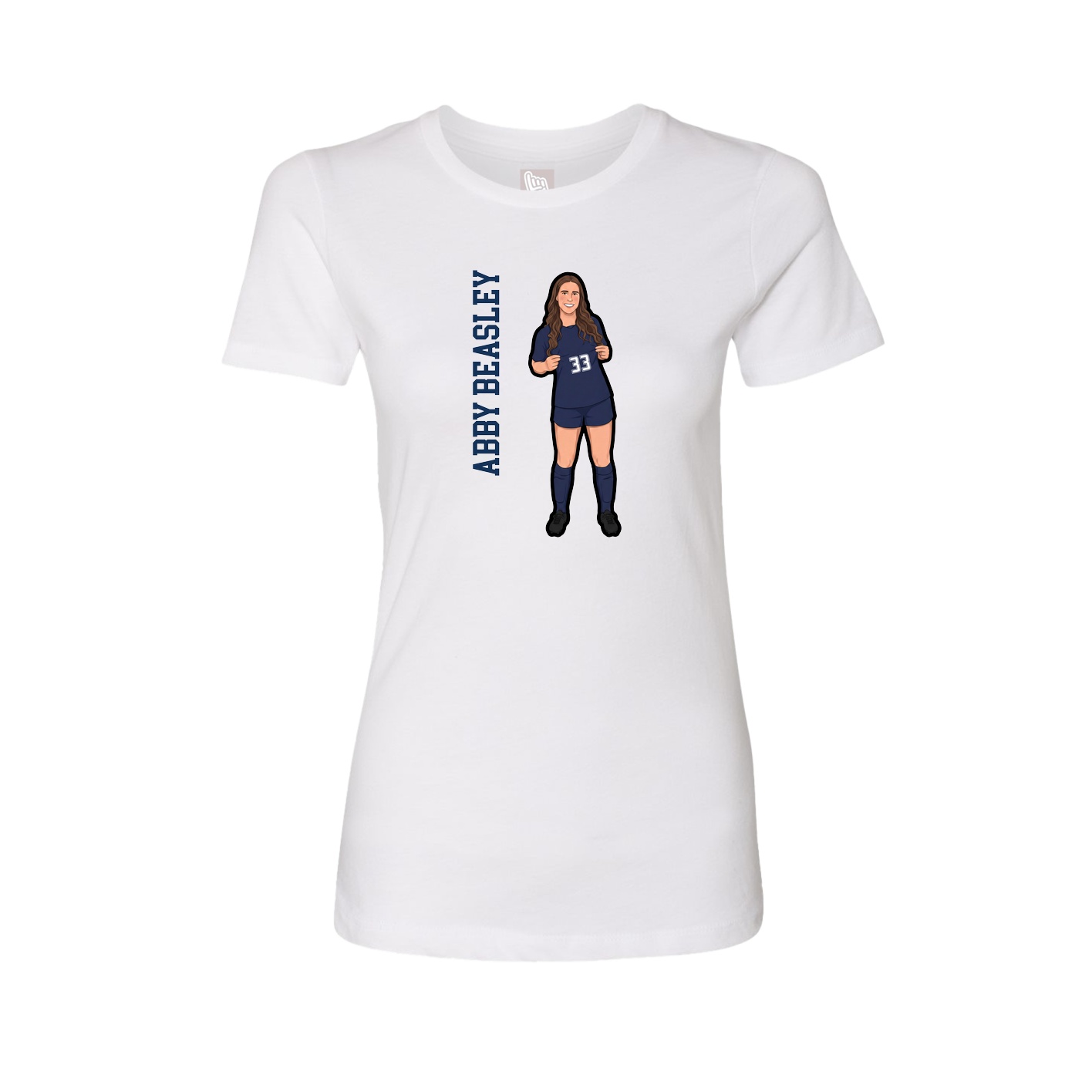 Fitted Women's Tee — Name Vertical in White