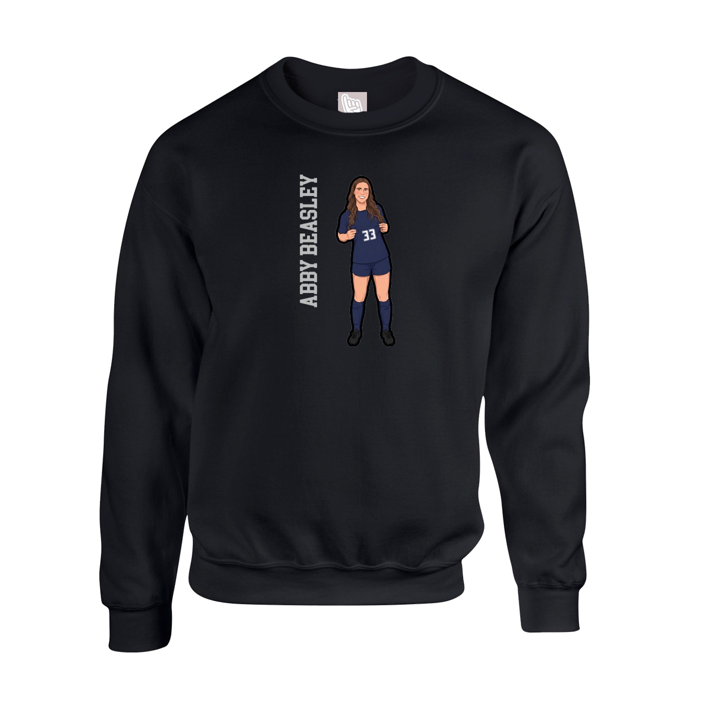 Fleece Crew — Name Vertical in Black