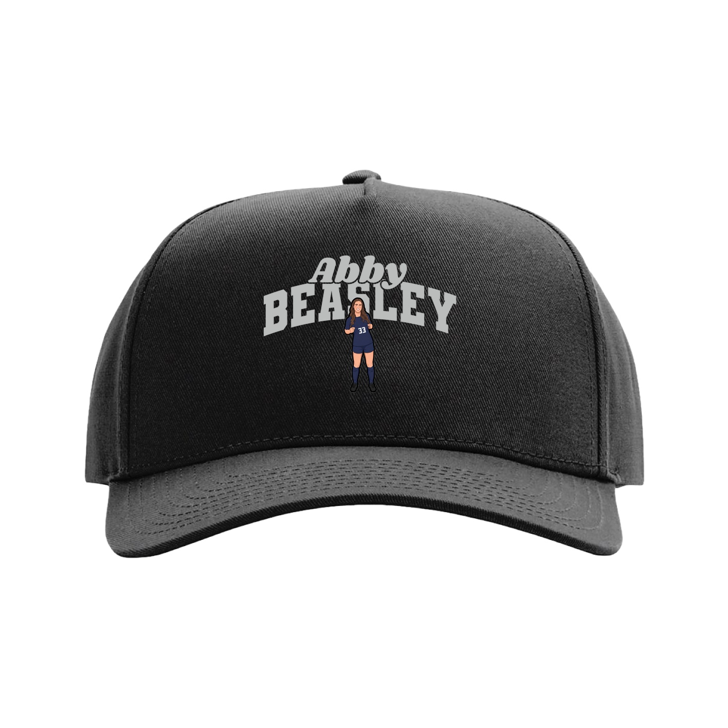 Full Fabric Five-Panel Champ Cap — Signature Arch in Black