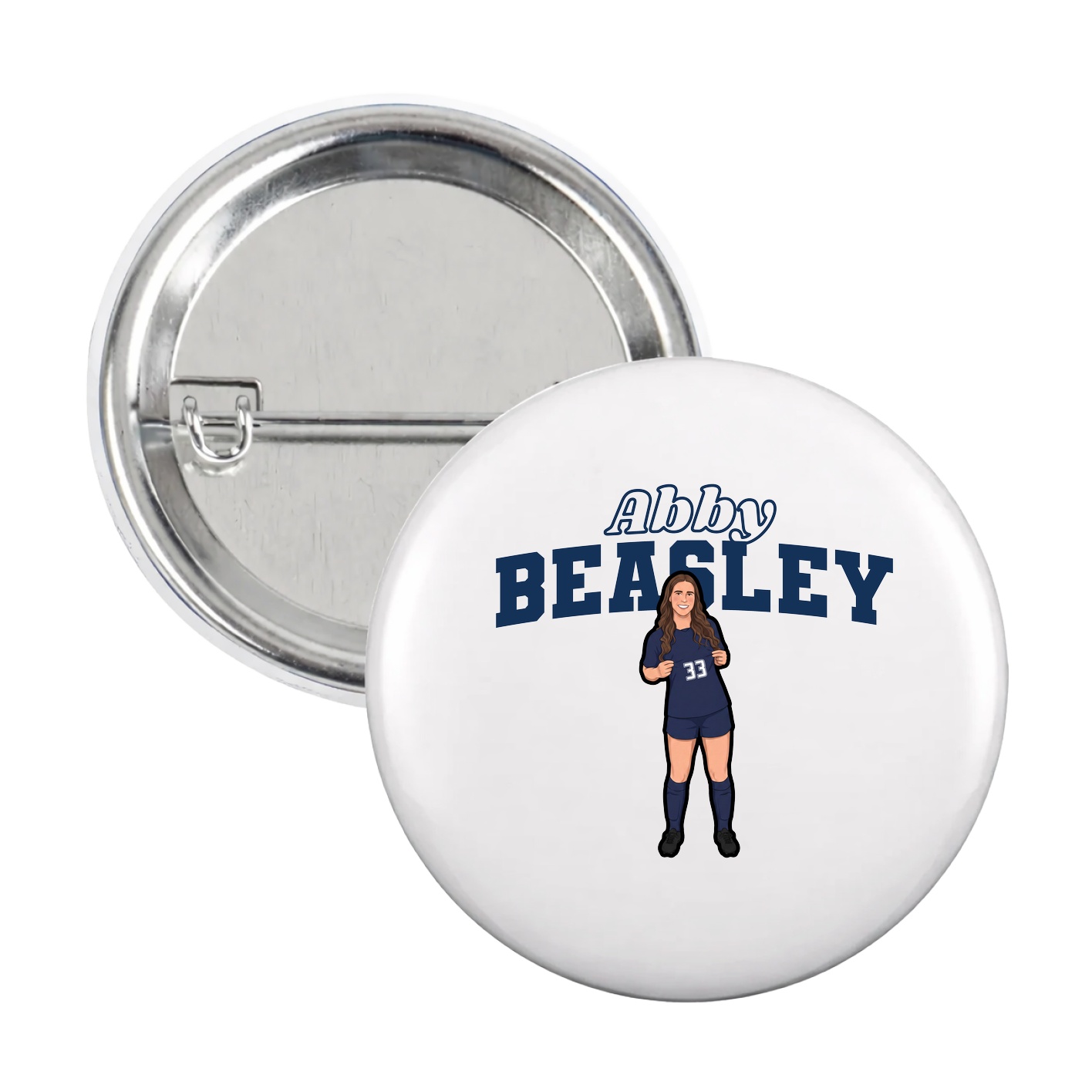Game Day Button — Name Arch in White