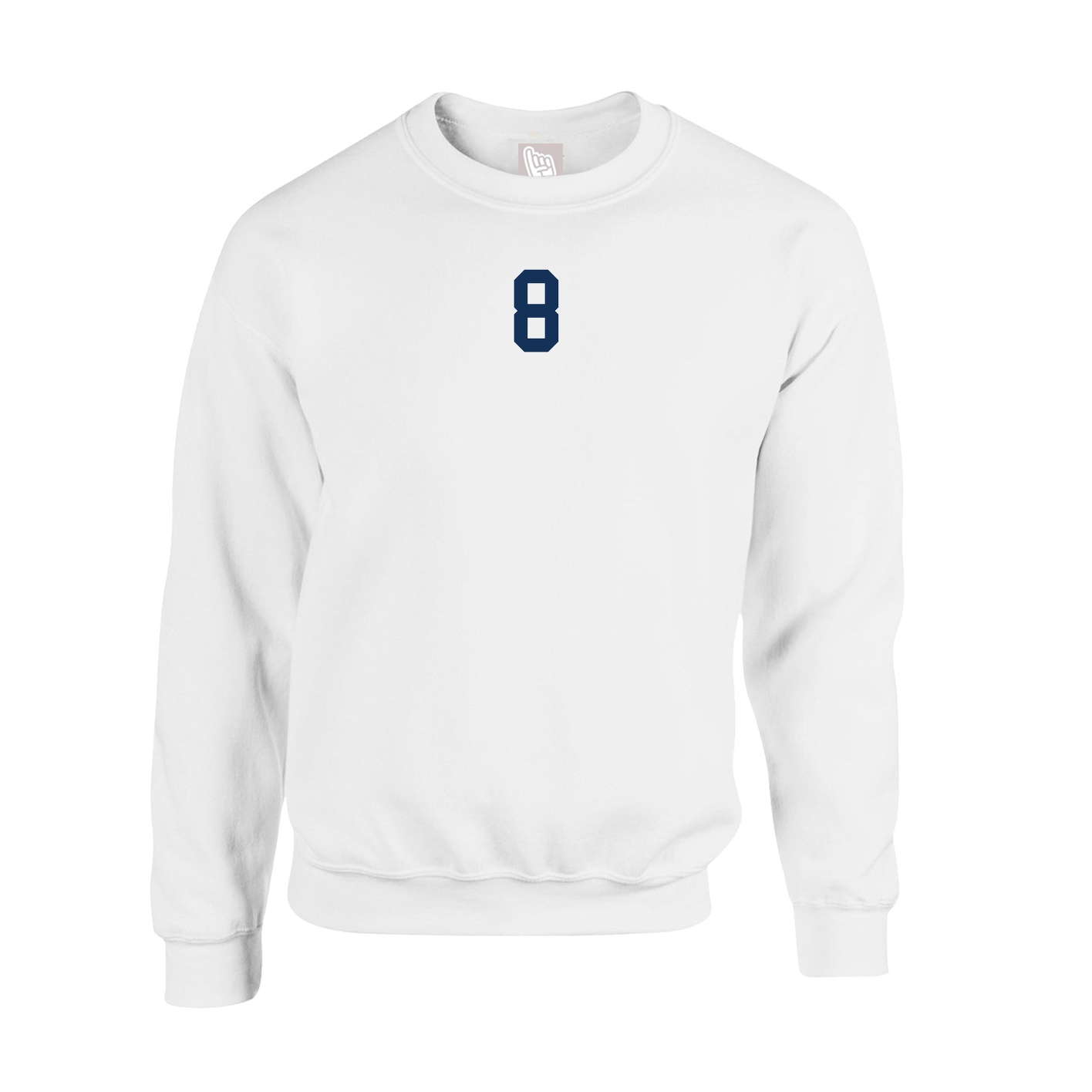 Fleece Crew — Number Top in White