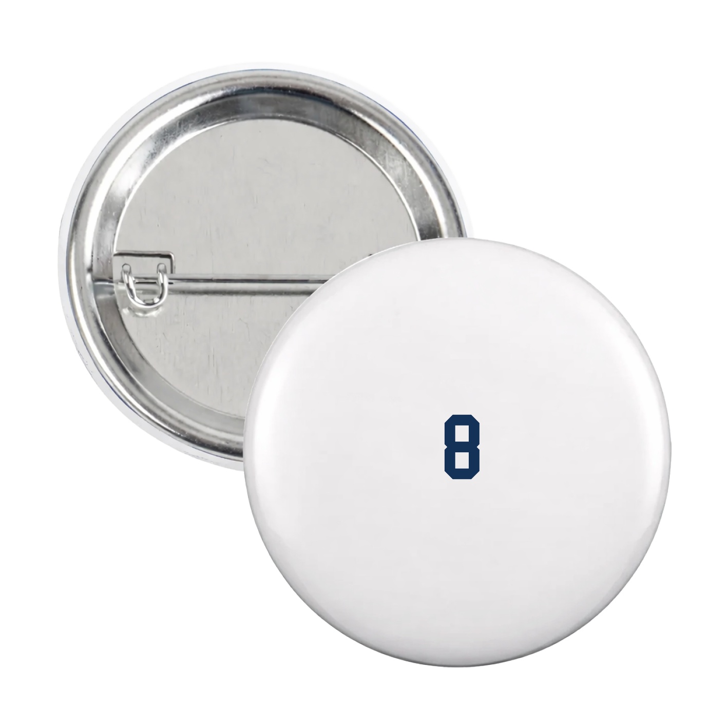 Game Day Button — Number Top in White