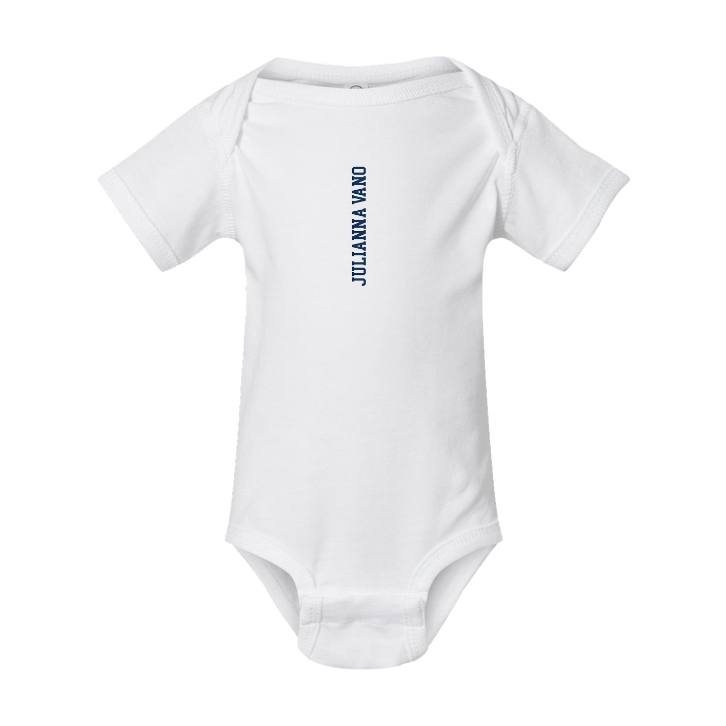 Baby Onesie — Name Vertical in White