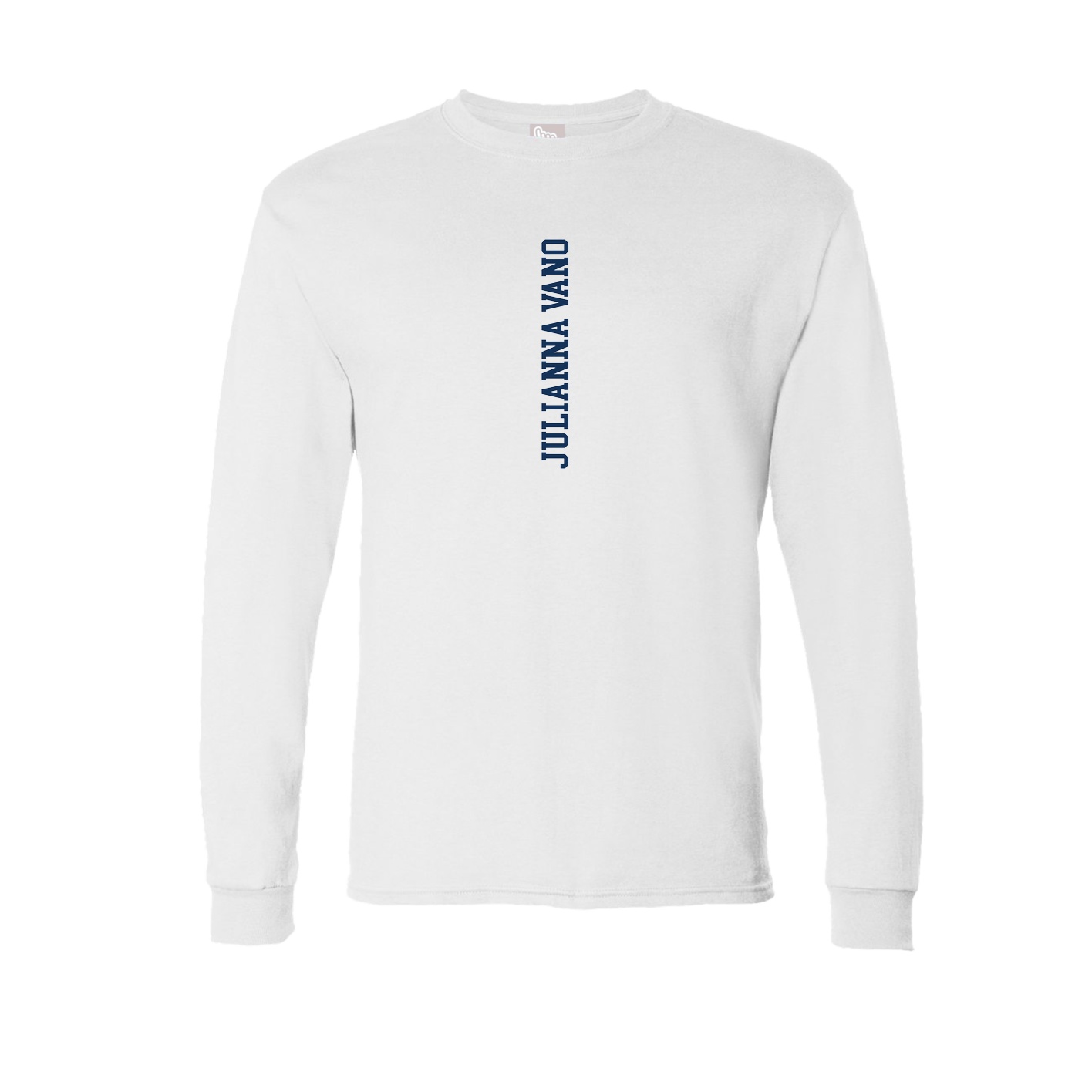 Long Sleeve Tee — Name Vertical in White