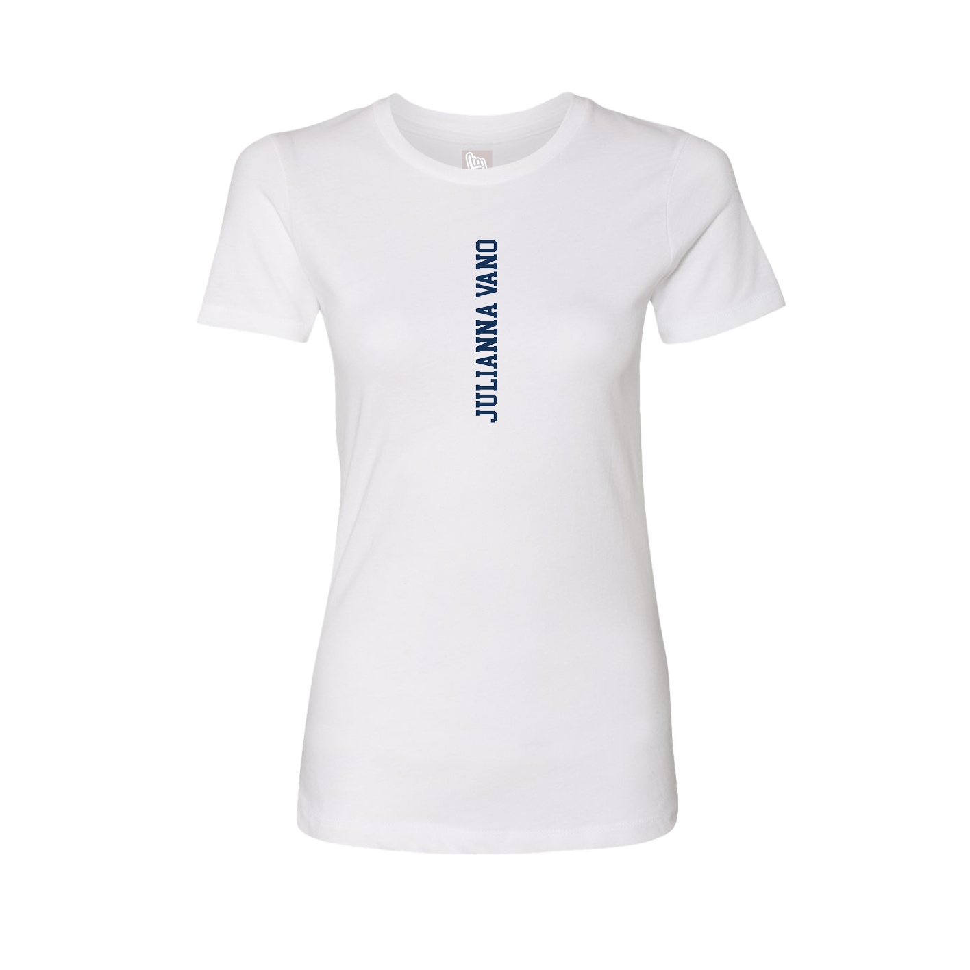Fitted Women's Tee — Name Vertical in White