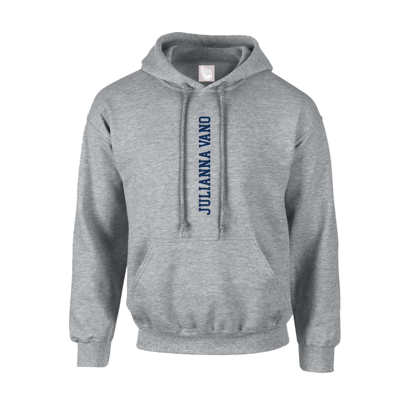 Hoodie — Name Vertical in Grey