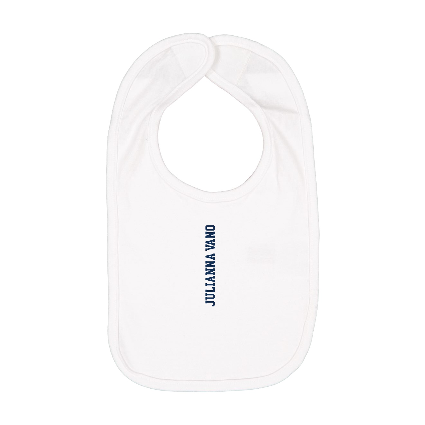Infant Bib — Name Vertical in White