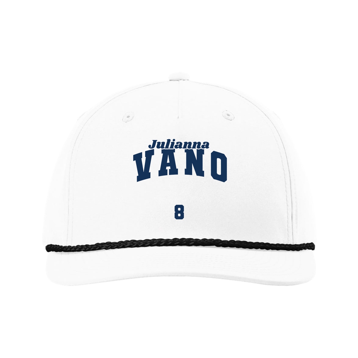 Five-Panel Classic Rope Cap — Signature Arch in White