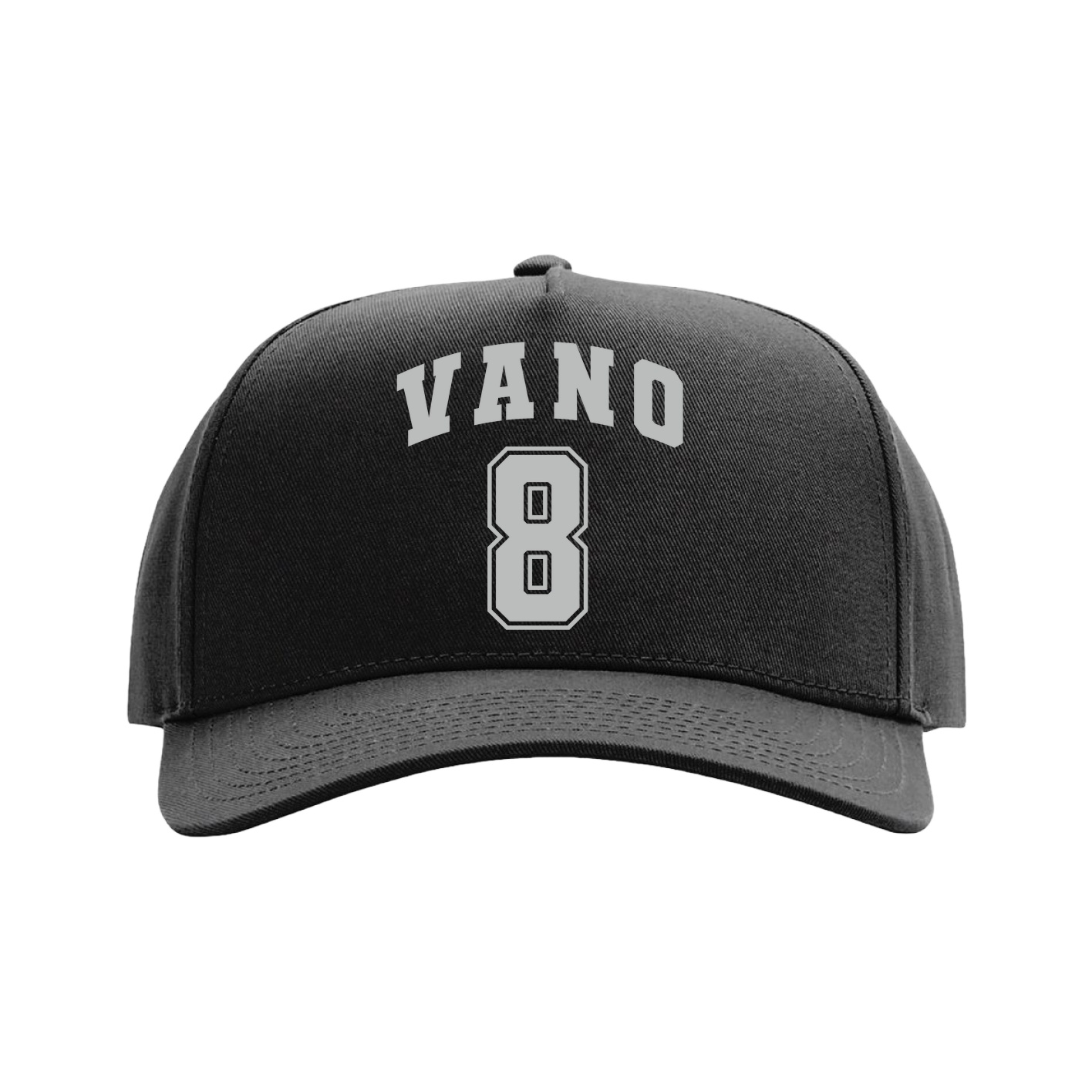 Full Fabric Five-Panel Champ Cap — Number in Black