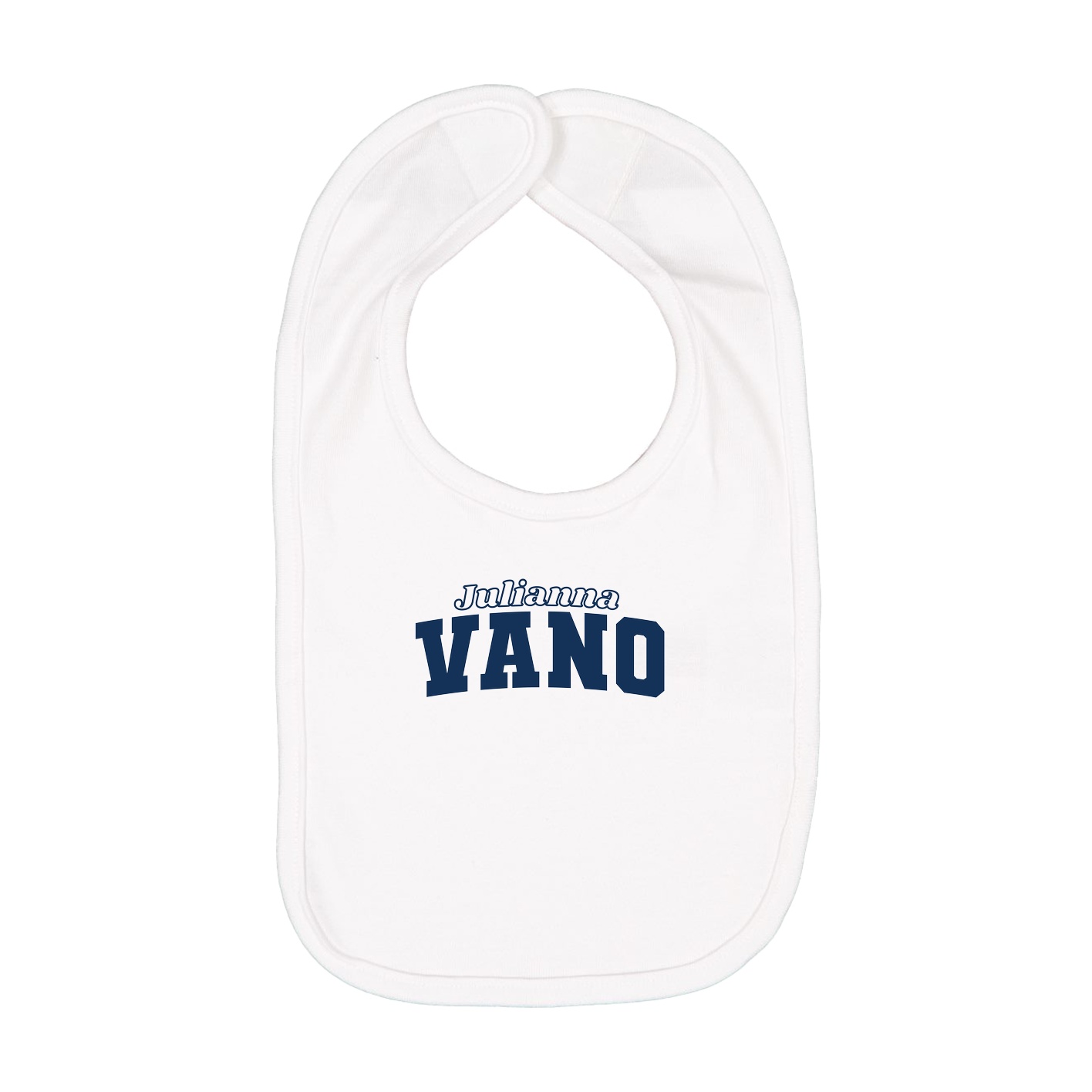 Infant Bib — Name Arch in White