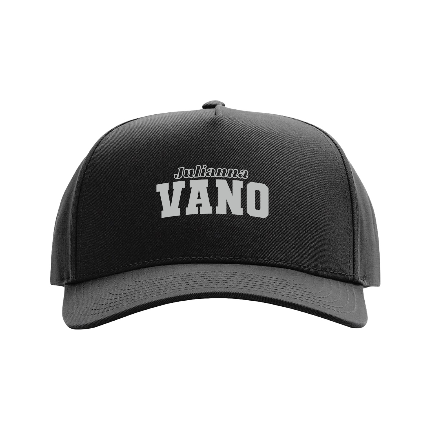 Full Fabric Five-Panel Champ Cap — Name Arch in Black
