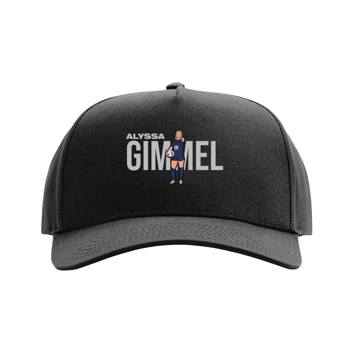 Full Fabric Five-Panel Champ Cap — Player Name in Black