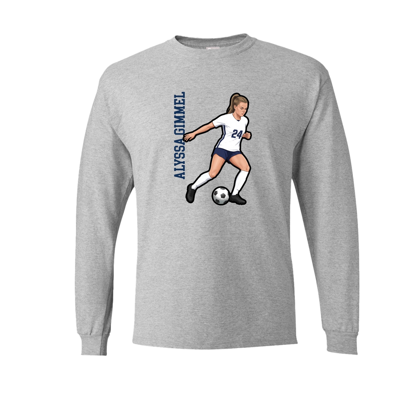Long Sleeve Tee — Name Vertical in Grey