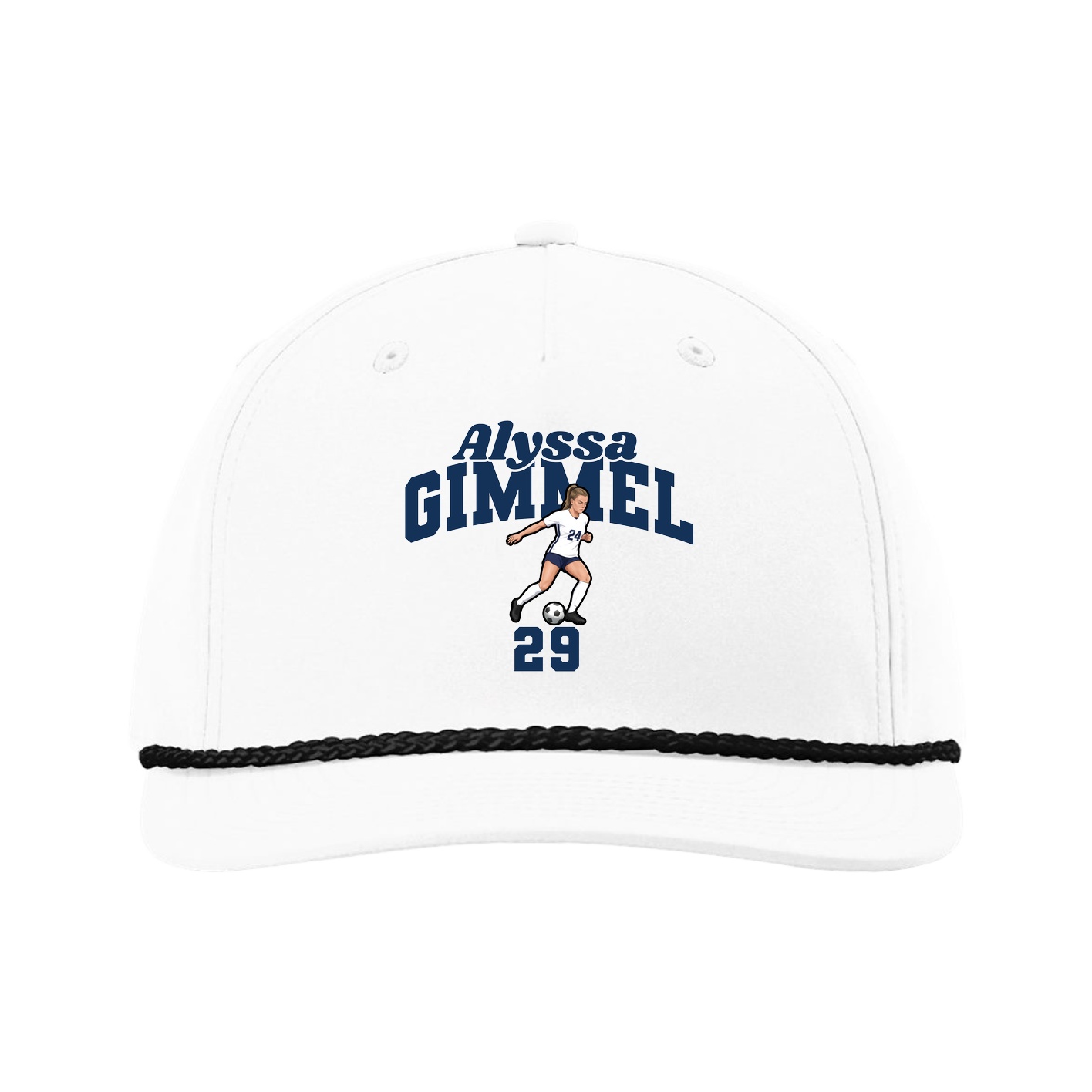 Five-Panel Classic Rope Cap — Signature Arch in White