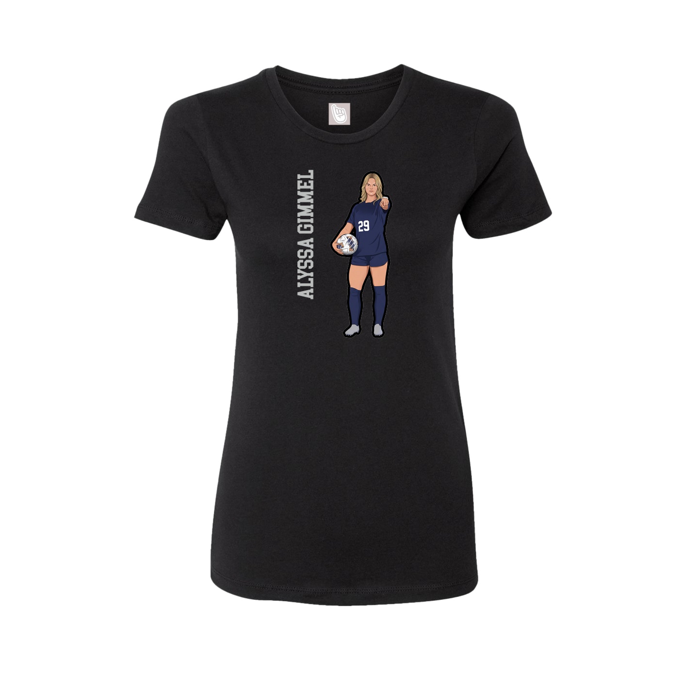 Fitted Women's Tee — Name Vertical in Black