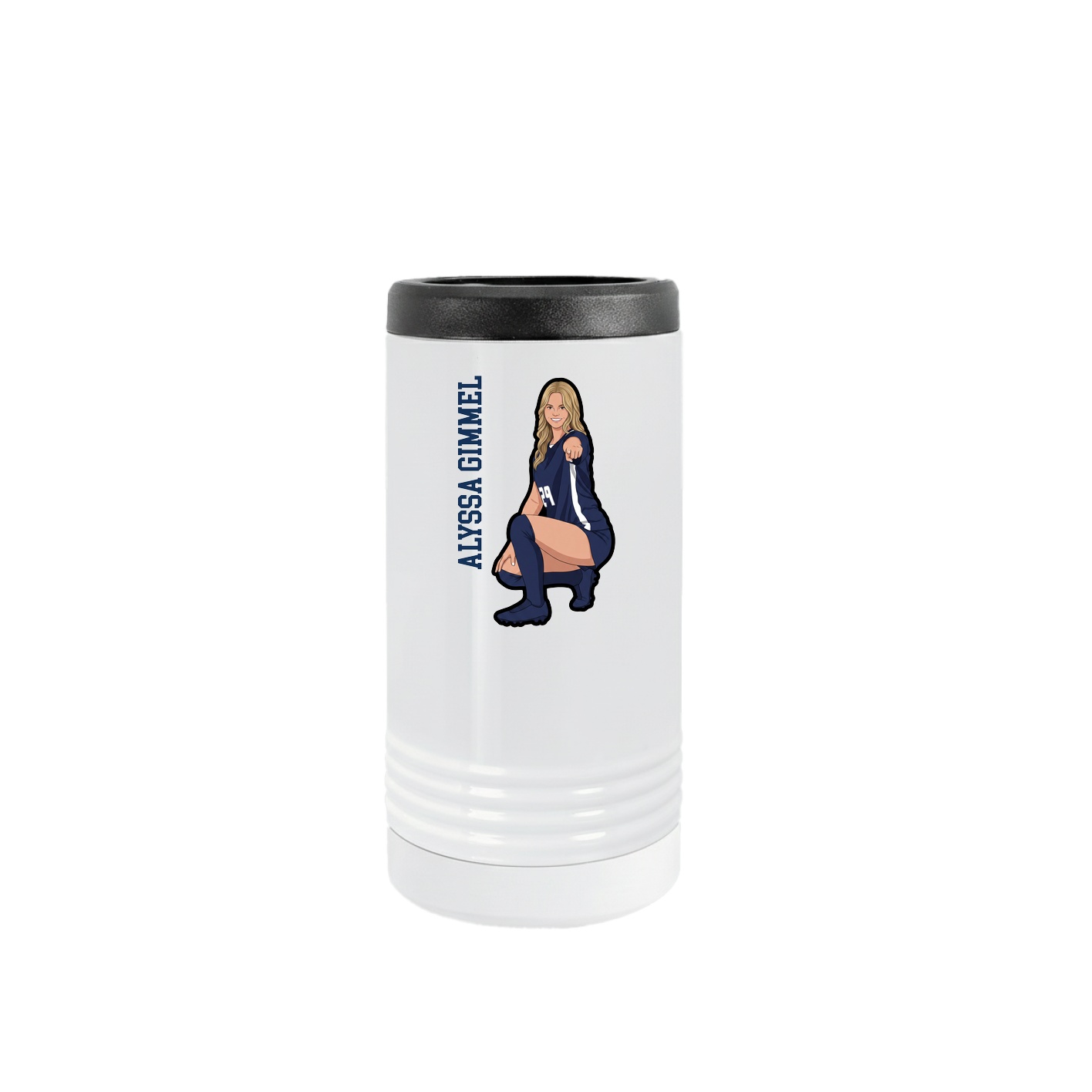 Slim Beverage Holder — Name Vertical in White