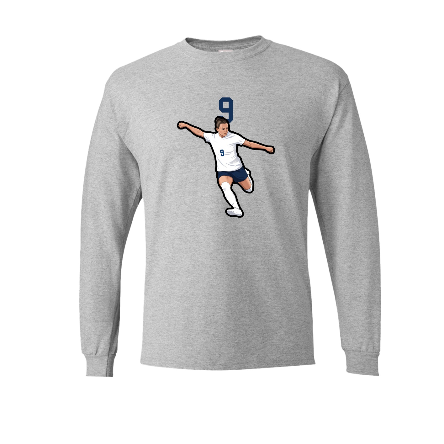 Long Sleeve Tee — Number Top in Grey