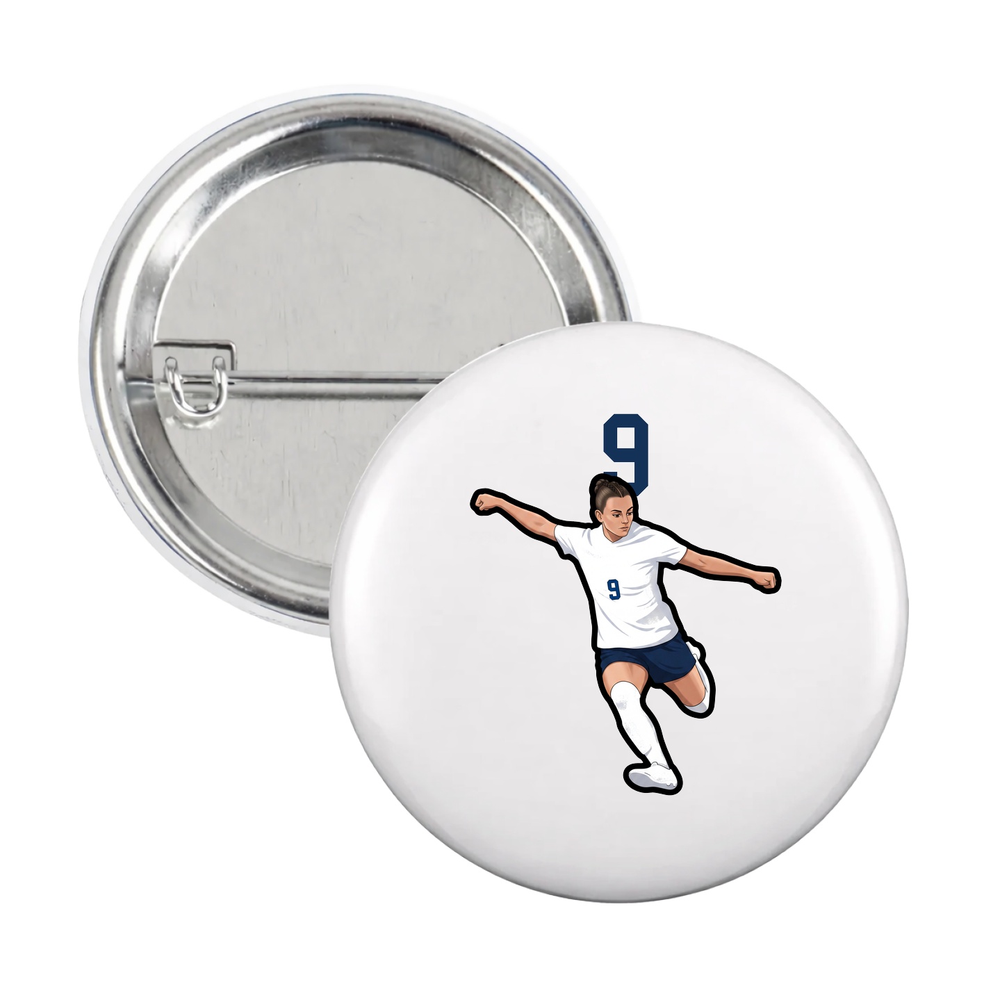Game Day Button — Number Top in White