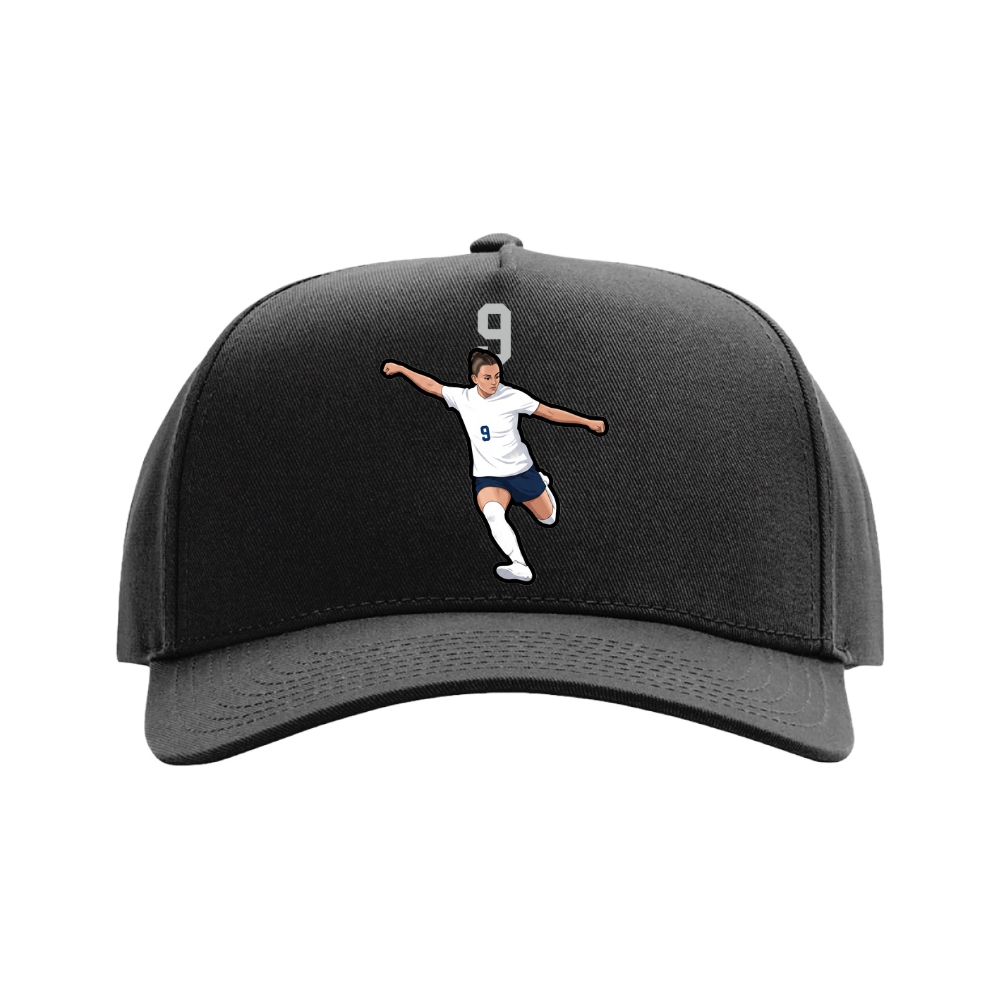 Full Fabric Five-Panel Champ Cap — Number Top in Black