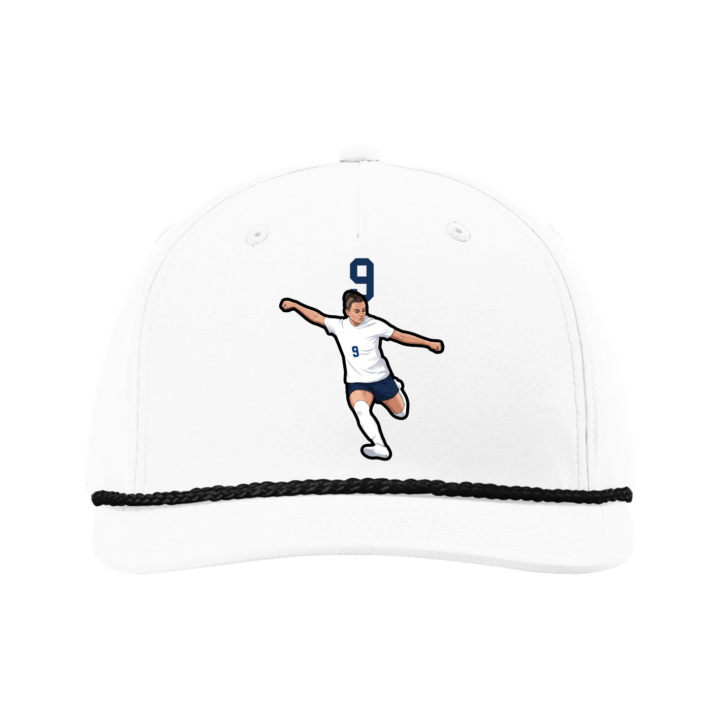 Five-Panel Classic Rope Cap — Number Top in White