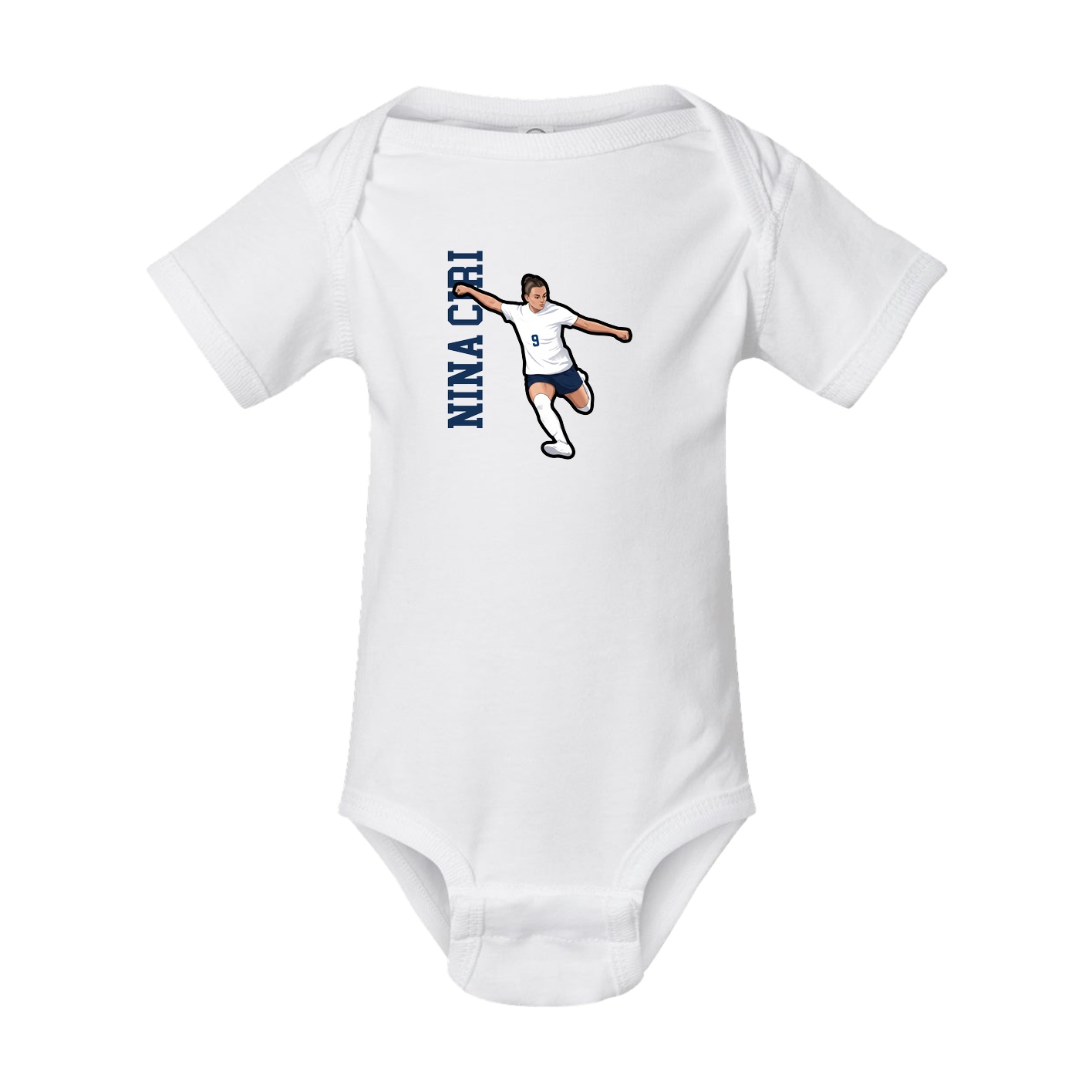 Baby Onesie — Name Vertical in White