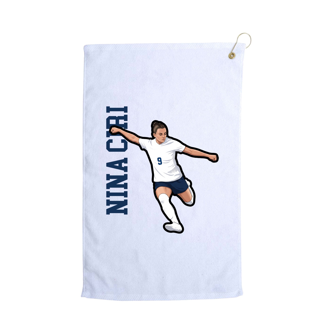 Golf Towel — Name Vertical in White