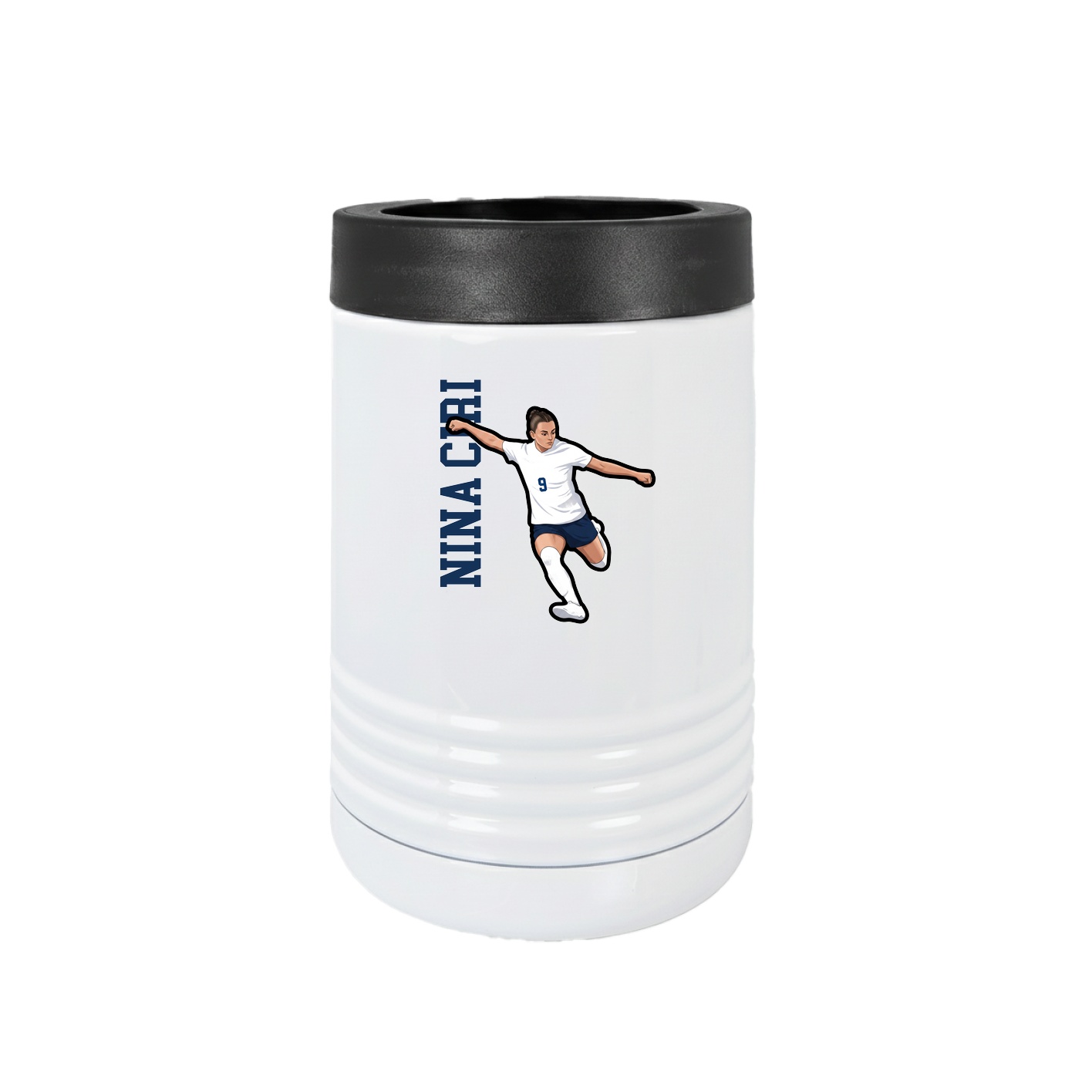 Beverage Holder — Name Vertical in White