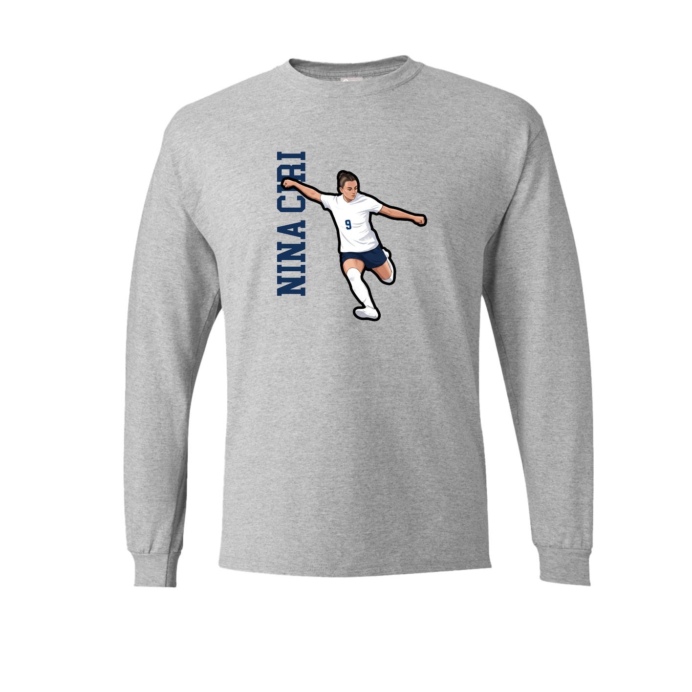 Long Sleeve Tee — Name Vertical in Grey