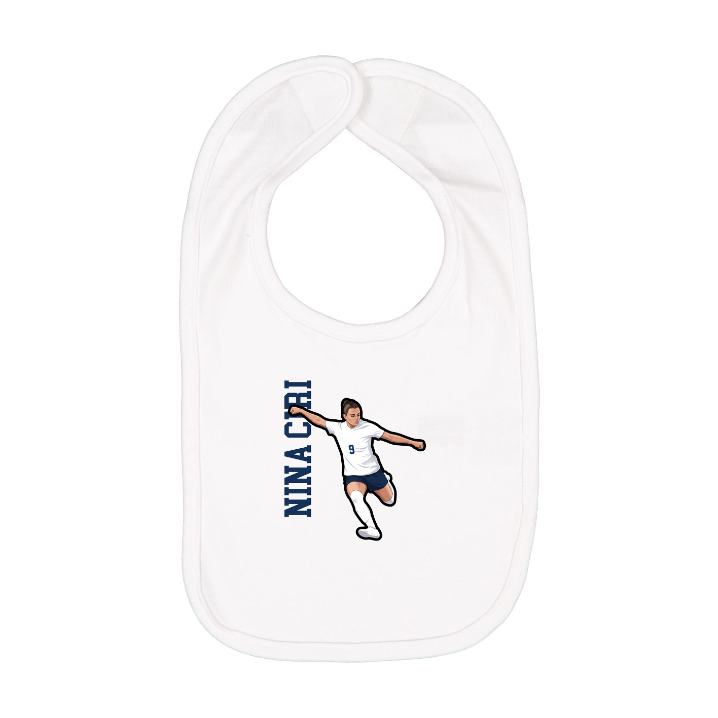 Infant Bib — Name Vertical in White