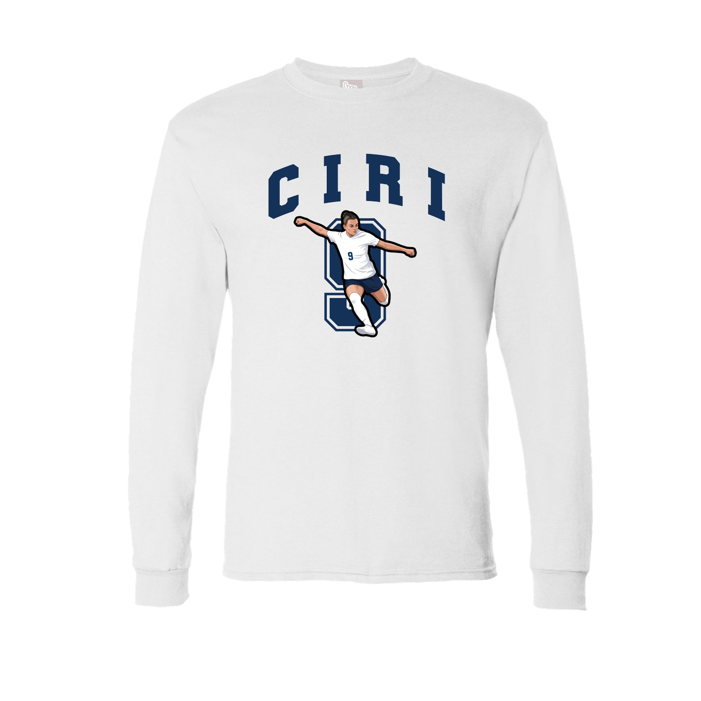 Long Sleeve Tee — Number in White