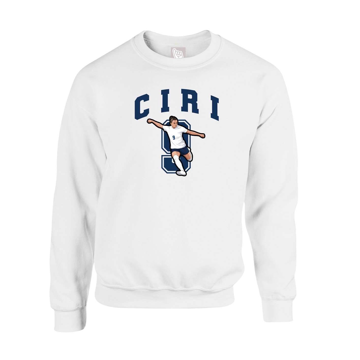 Fleece Crew — Number in White