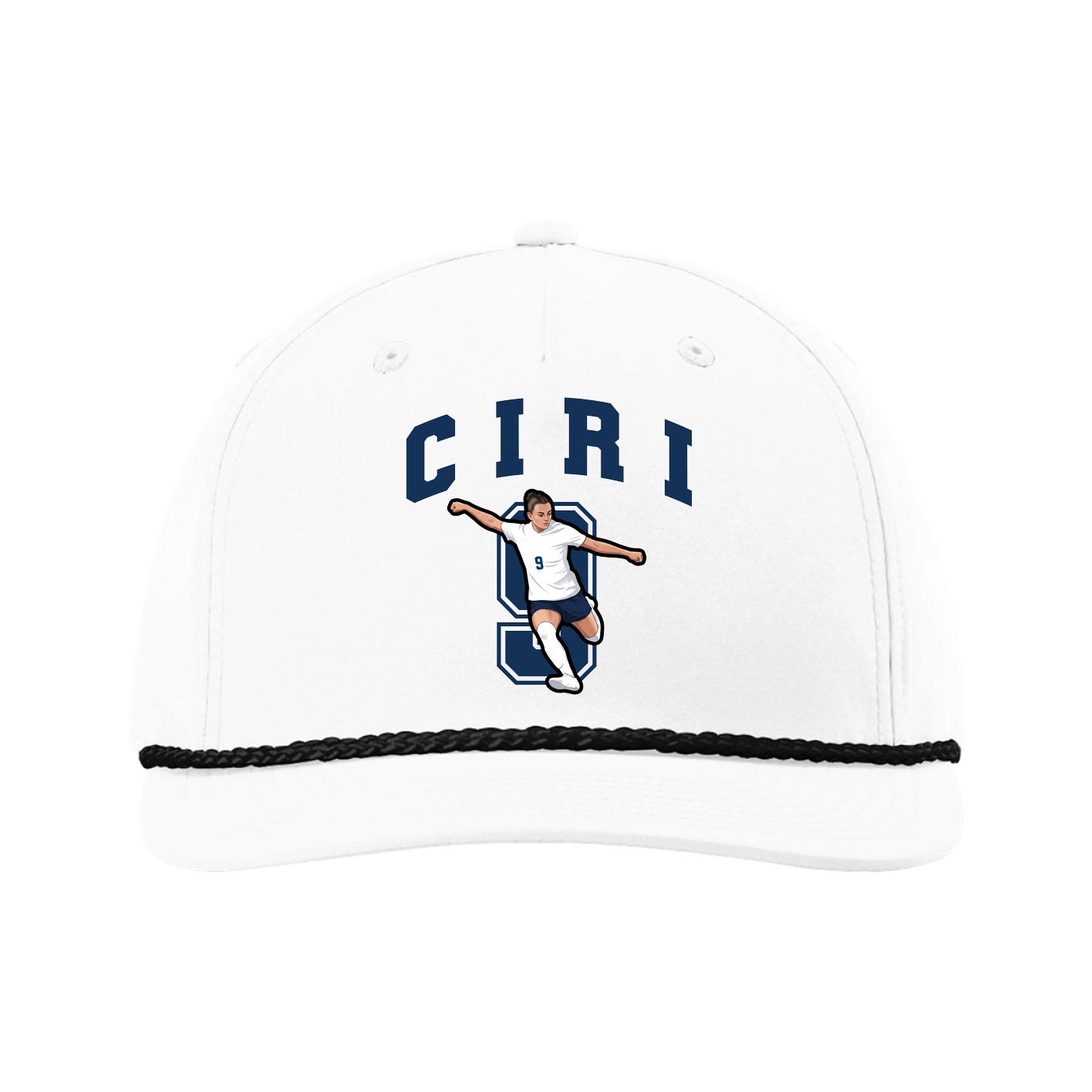 Five-Panel Classic Rope Cap — Number in White