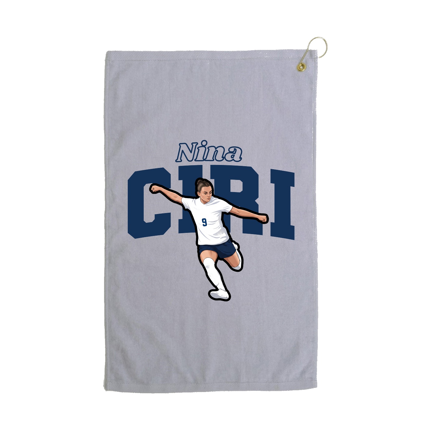 Golf Towel — Name Arch in Grey
