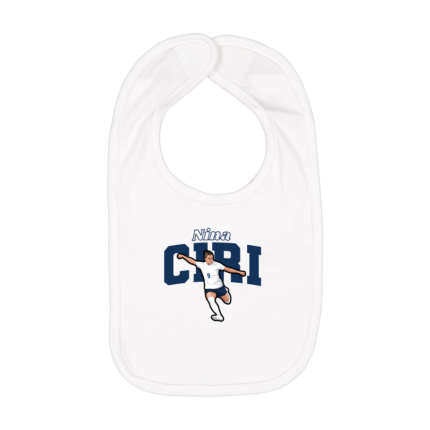 Infant Bib — Name Arch in White
