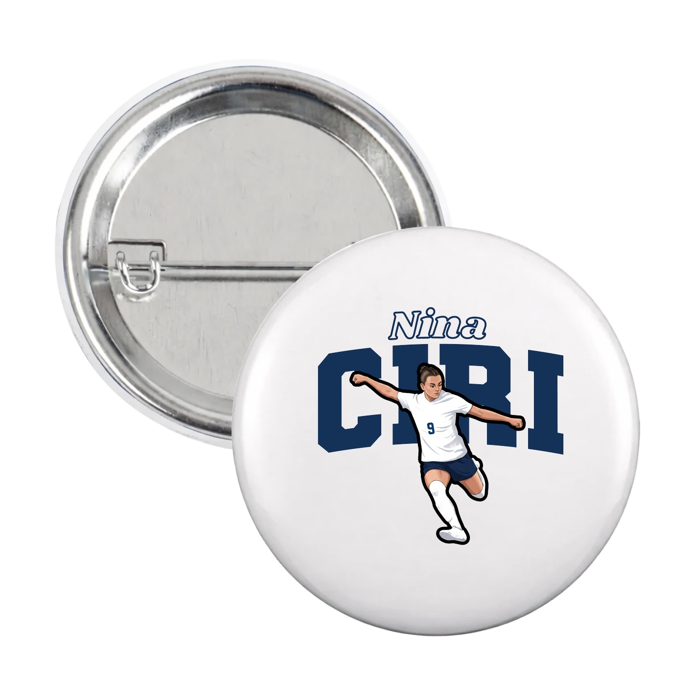 Game Day Button — Name Arch in White