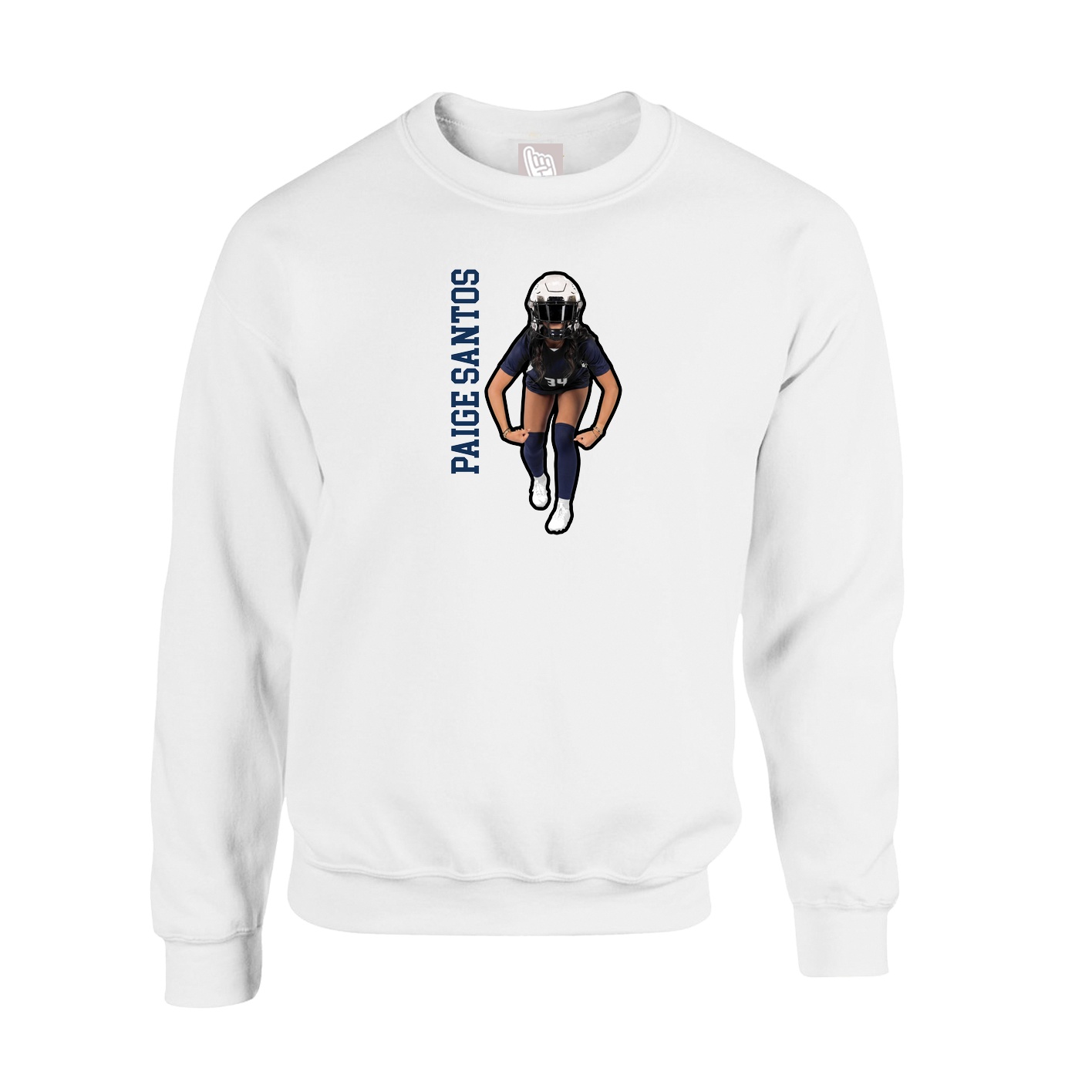 Fleece Crew — Name Vertical in White