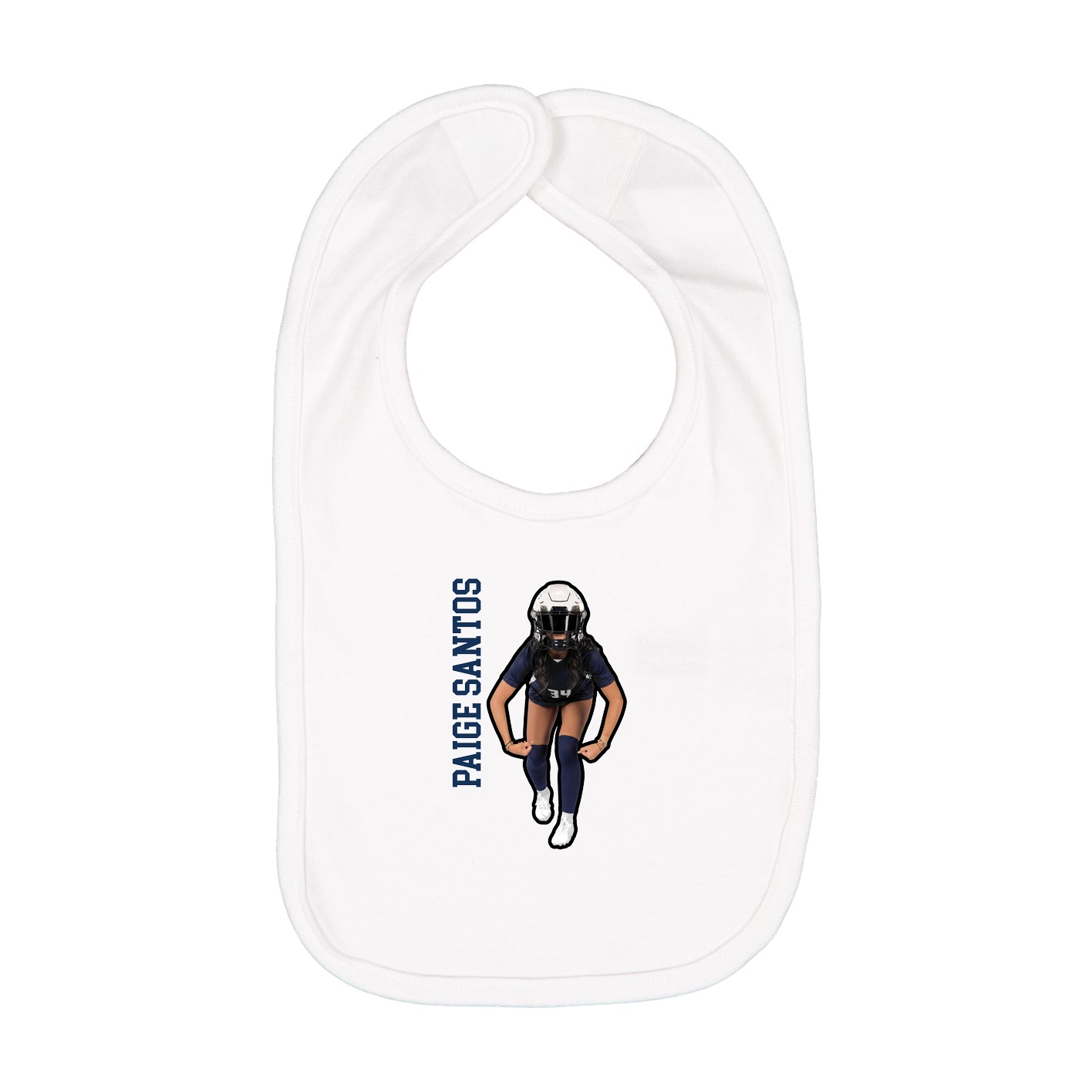 Infant Bib — Name Vertical in White