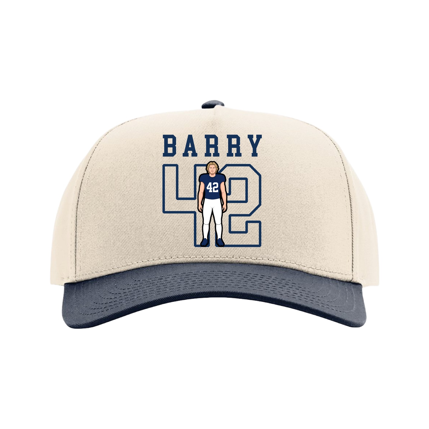 Full Fabric Five-Panel Champ Cap — Shirsey in Cream/Navy