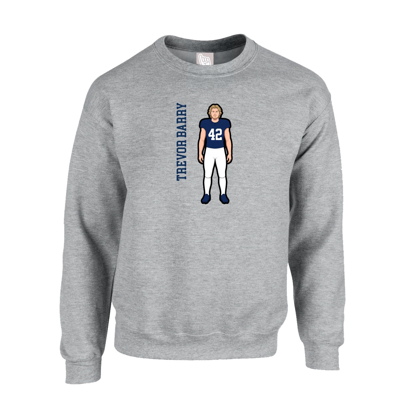 Fleece Crew — Name Vertical in Grey