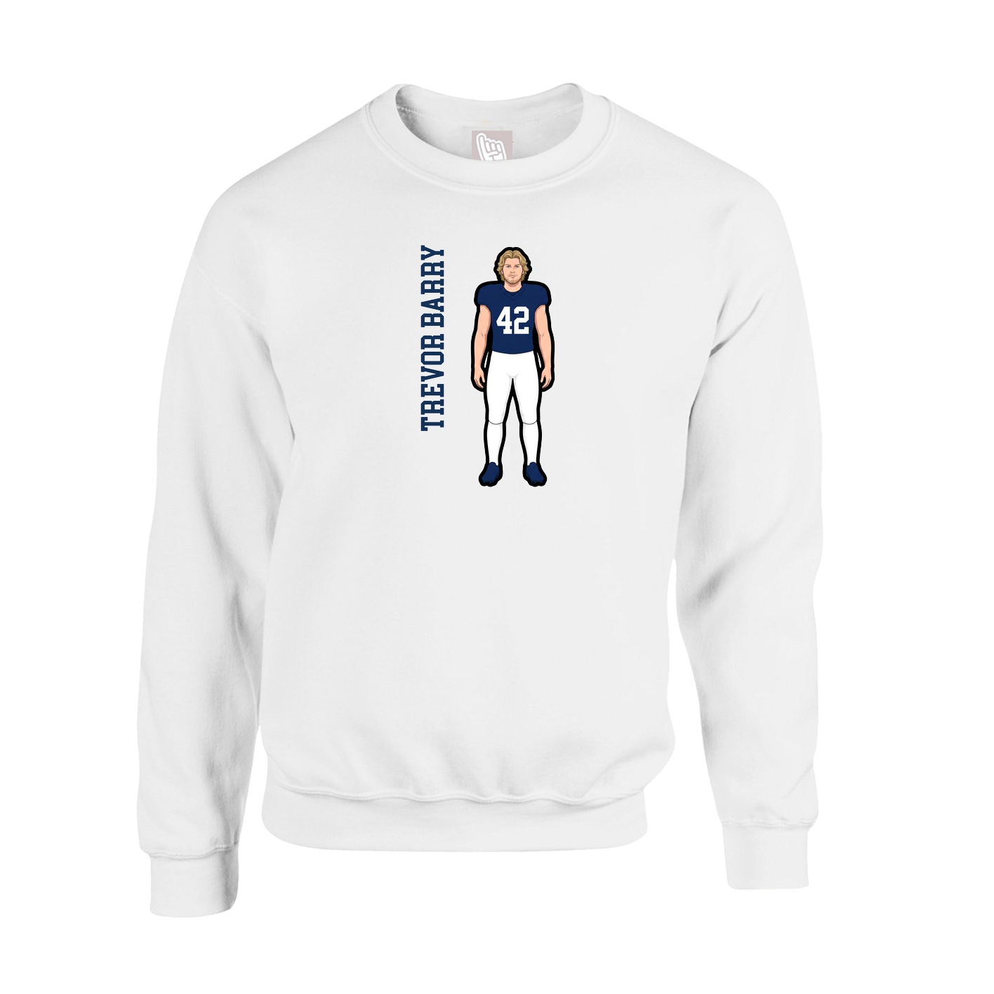 Fleece Crew — Name Vertical in White