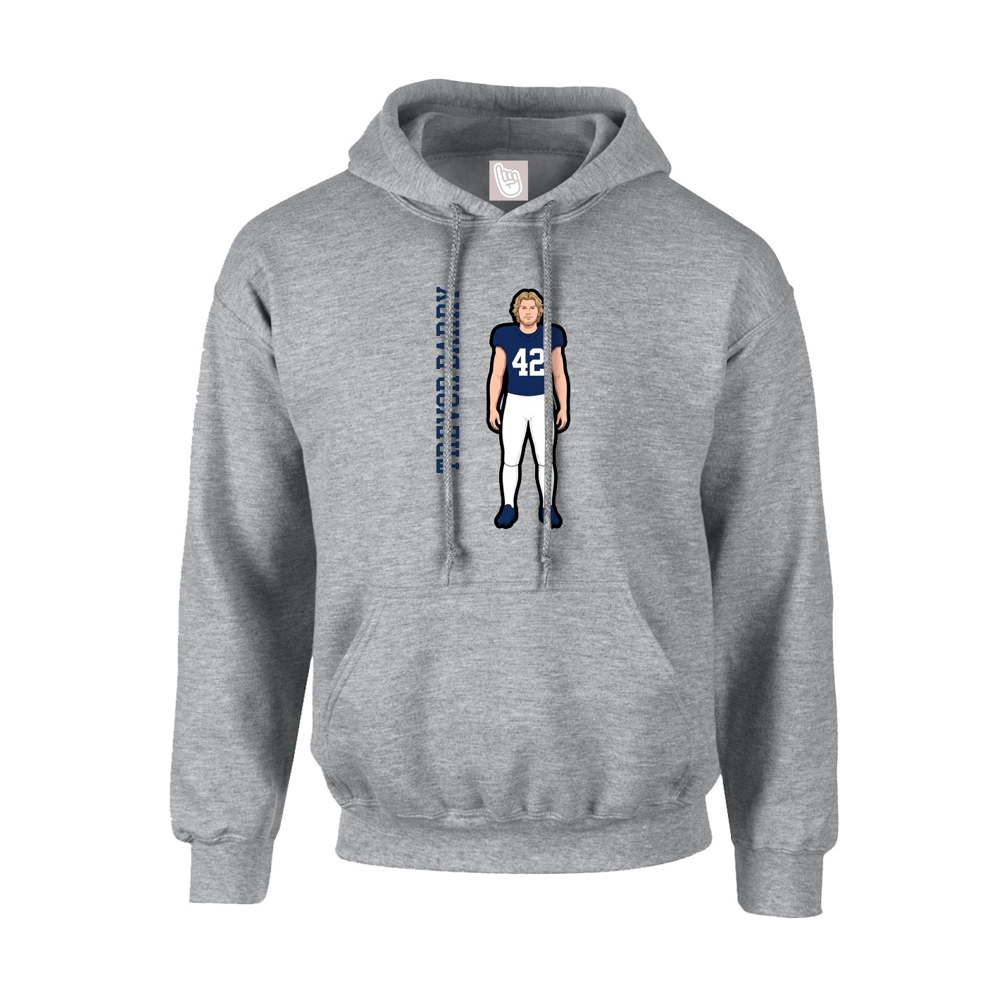 Youth Hoodie — Name Vertical in Grey